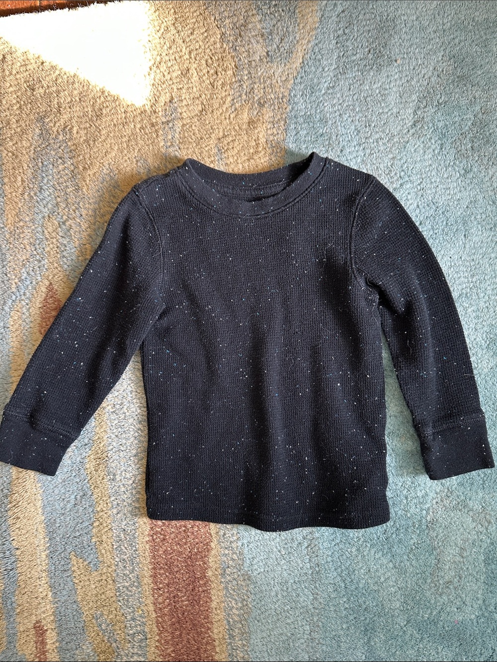 Cat & Jack Black Speckled Thermal Crewneck Top
